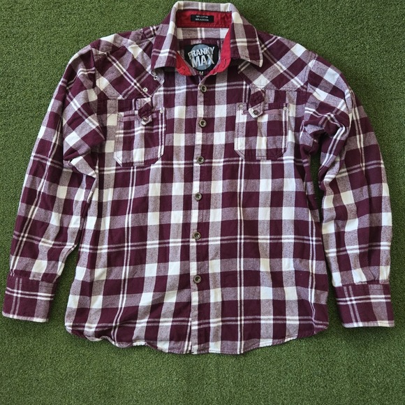 Franky Max Other - Franky Max Burgundy/white Button Down Flannel  Size M